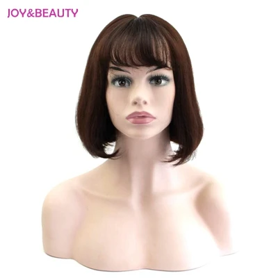 Коричневый JOY& BEAUTY волосы Боб короткий волнистый парик темно-коричневый синтетический парик высокая температура волокна женский парик 12 дюймов(30 см - Цвет: Коричневый