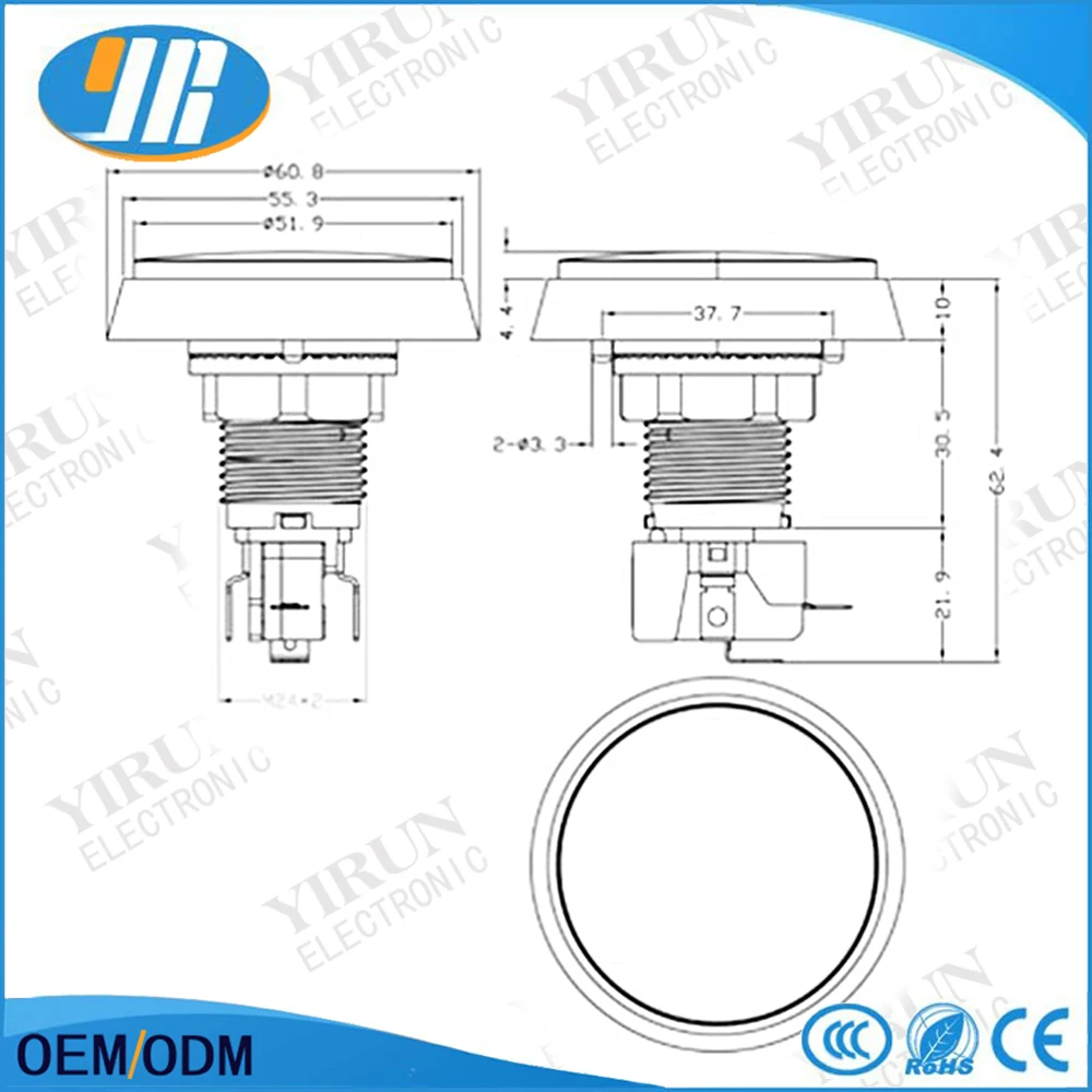 10 шт 5 цветов светодиодный светильник лампа 60 мм большой круглый Аркады Видео