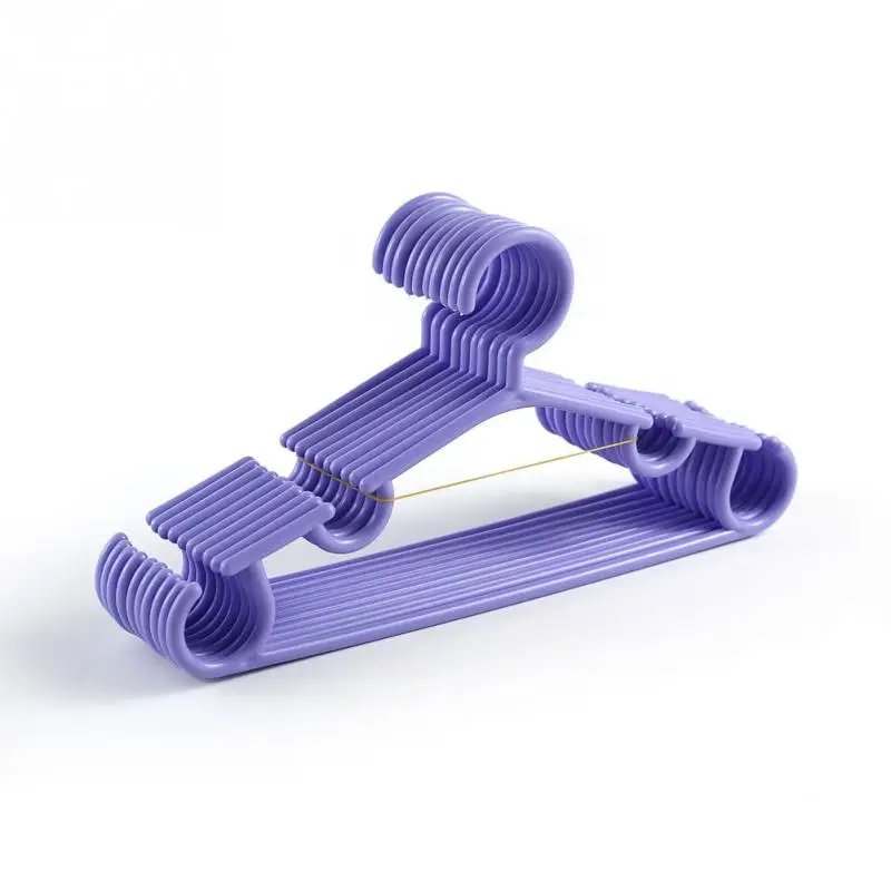 purple 10 шт./лот вешалки для детской одежды портативные многофункциональные крючки дизайн уличная одежда сушилка для детей пластиковые детские вешалки - Цвет: purple