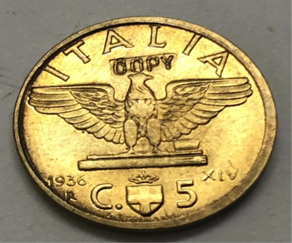 1936 Италия 5 Centesimi Vittorio Emanuele III|Безвалютные монеты| |