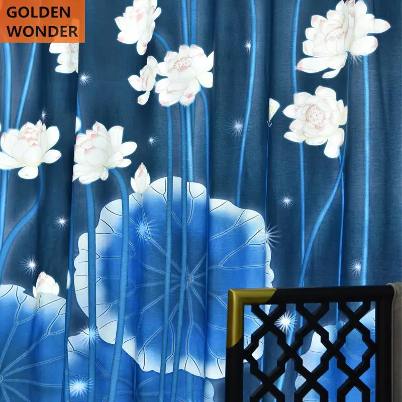 Chinese Style Custom Made Window Curtain Living Room Drapes Blackout Curtains For Bedroom Finished Lotus Printing | Дом и сад