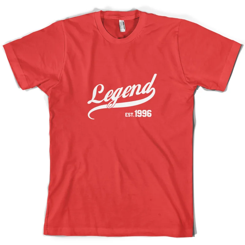 Legend Est 1996-Мужская футболка-10 цветов-подарок на 18-й день рождения-подарок с именем