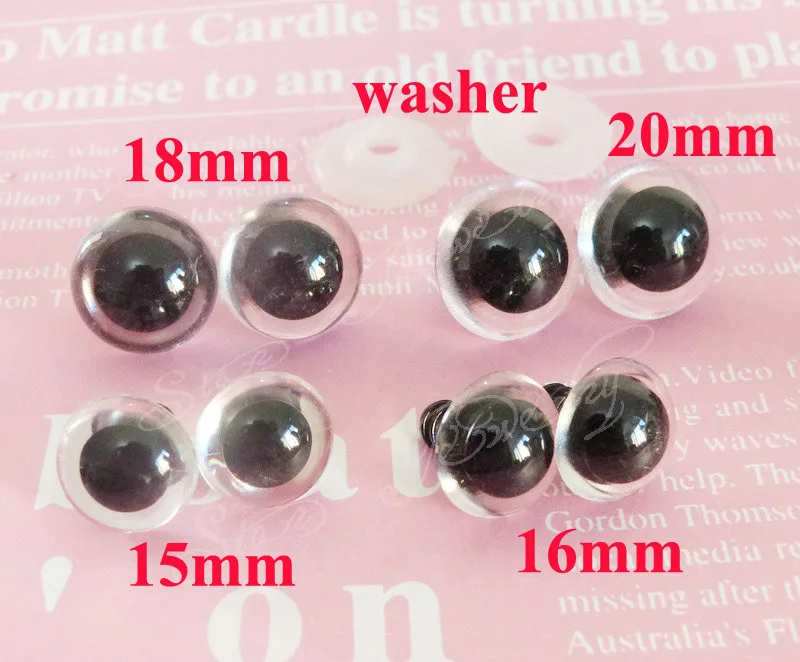 100 шт./лот пластиковые прозрачные безопасные игрушечные глаза и белая шайба для