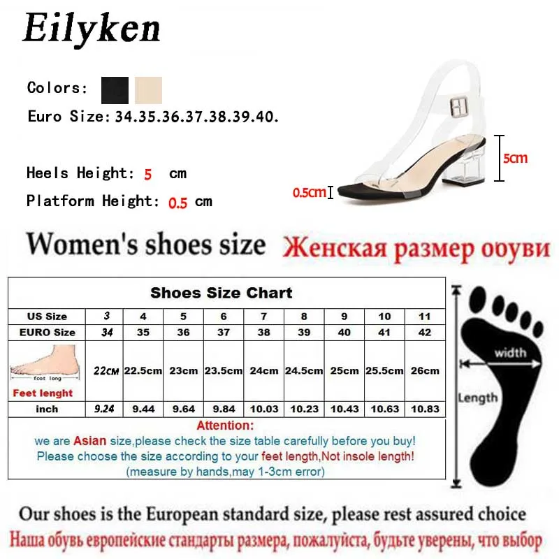 Eilyken/женские босоножки Прозрачные туфли лодочки из ПВХ на высоком каблуке Туфли