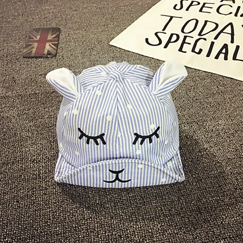 Детская летняя в полоску Тонкий мальчик фуражке с уха глаз для малышей Шапочки