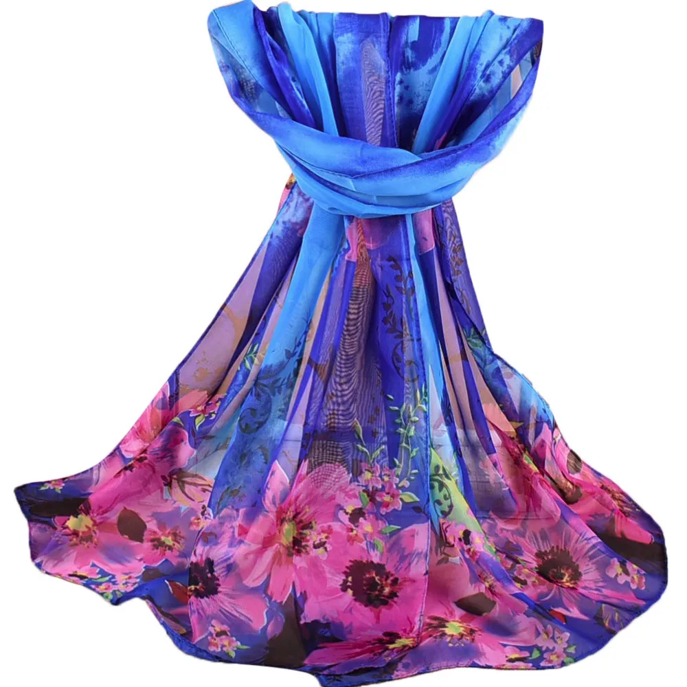B Зимняя распродажа товаров femme Шелковый chiffonfoulard женские шарфы для женщин дамская модная мягкая шаль с принтом длинный шарф 15 - Цвет: B