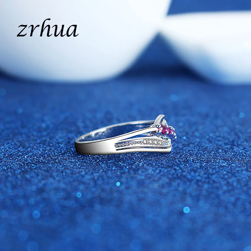 Оригинальное кольцо ZRHUA из серебра 925 пробы шикарные блестящие циркониевые