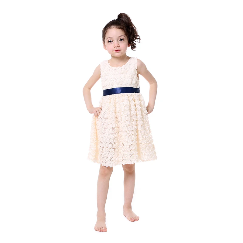 Платье для девочек цвет слоновой кости розовый Летние Платья с цветочным узором