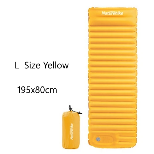 L Yellow Naturehike сверхлегкий наружный надувной матрас, надувная кровать для кемпинга, походный коврик, ручной коврик для сна - Цвет: L Yellow