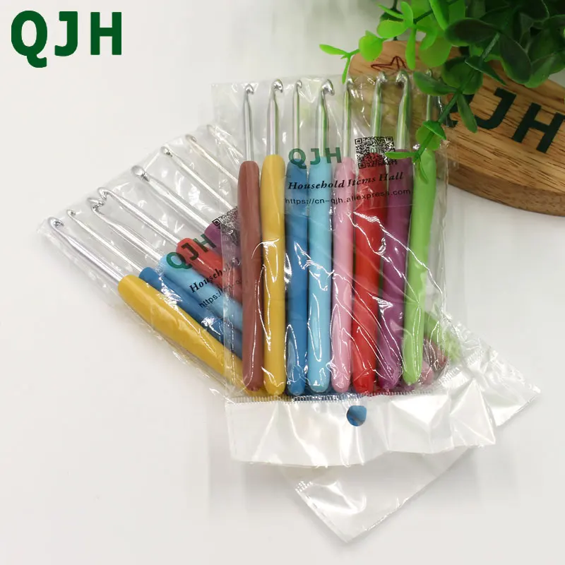 QJH 8 шт./компл. Алюминиевые крючки для вязания крючком с пластиковой ручкой