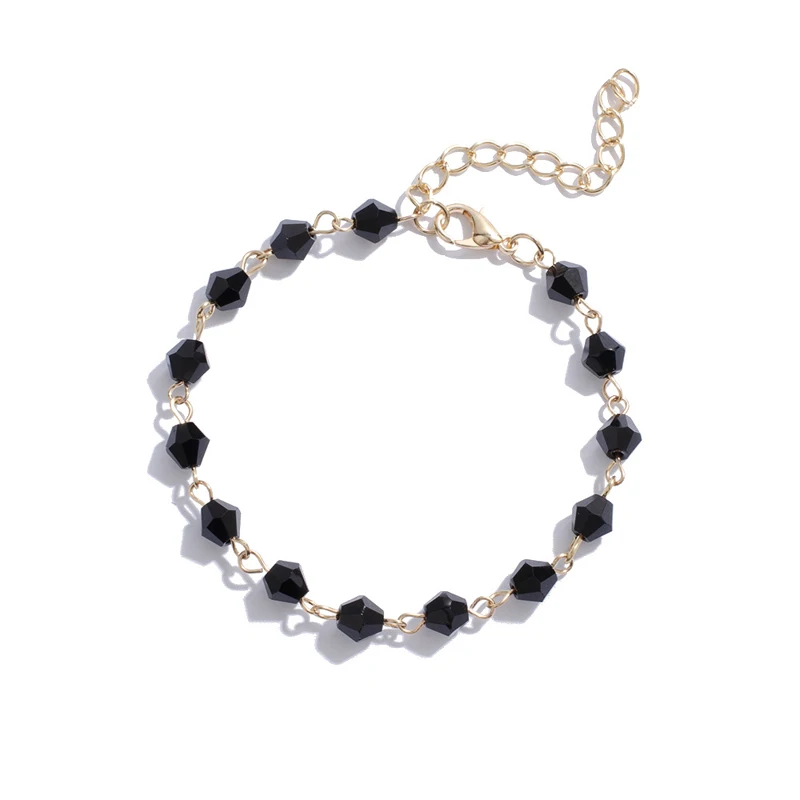 Винтажные черные хрустальные бусины подвески пляжный браслет на ногу для женщин