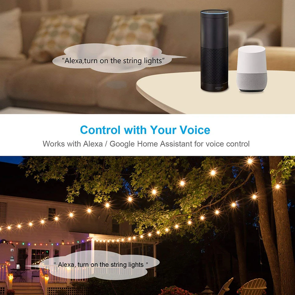 Открытый смарт-разъем, AOFO наружная Wi-Fi розетка, Совместимость с Alexa и Google Home, беспроводной пульт дистанционного управления/таймер со смартфона