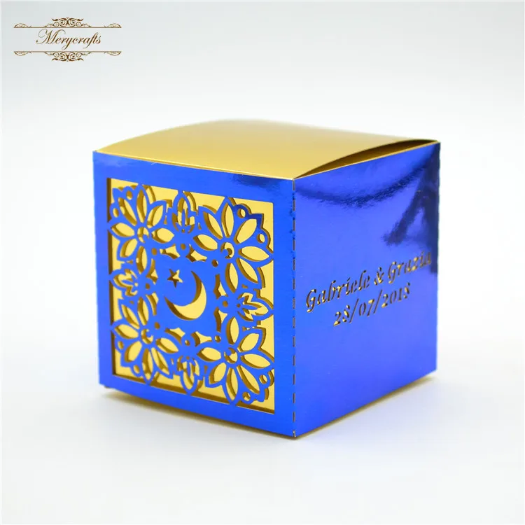 

Moon and star laser cut elegant wedding anniversary favors sleeve box