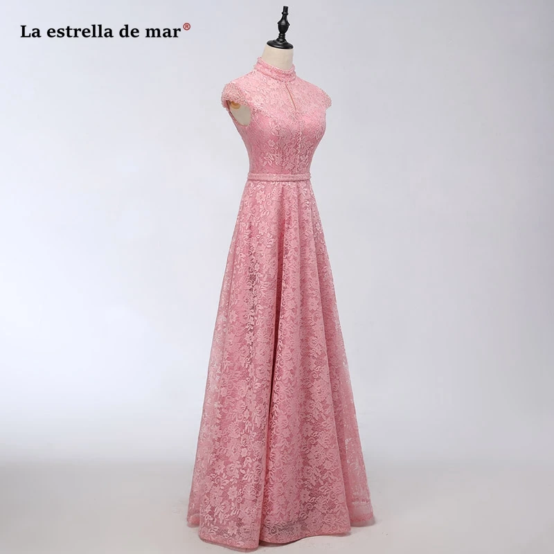 Robe demoiselle d'honneur 2021 Новый высоким кружевным воротником женское кольцо на спине
