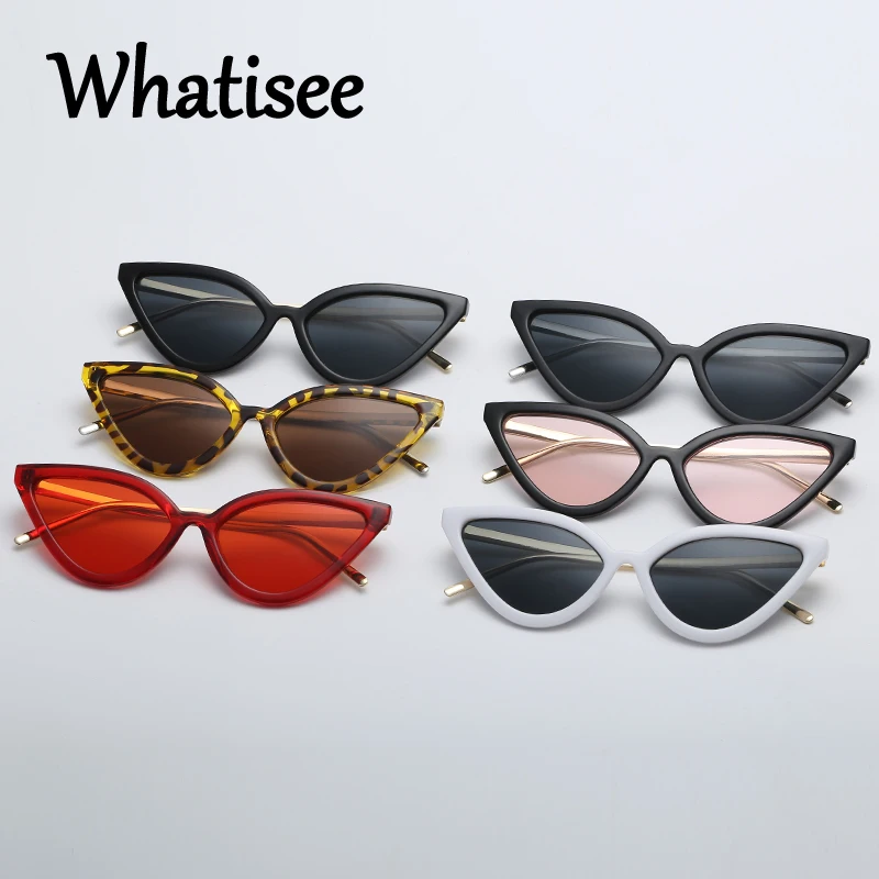 

Whatisee Vintage Cat Eye Sunglasses Women Trendy Metal Frame Red Eyewear Retro Cute Sexy Ladies Glasses