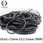 10 шт.лот резиновое кольцо уплотнительное кольцо из резиновой смеси на основе бутадиен-нитрильного каучука запечатывания Толщина 3,55 мм ID63656767.5697173 мм нитрил-хомут с круглым воротником для мальчиков и девочек Тюлений жир прокладка шайба