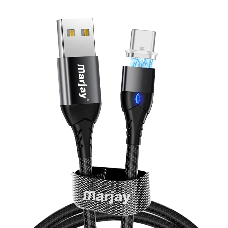 Black Type C Cable Marjay Магнитный usb type-C кабель для samsung Galaxy S10e Plus Xiaomi Быстрая зарядка USB-C зарядное устройство для мобильного телефона USBC type-C кабель - Цвет: Black Type C Cable