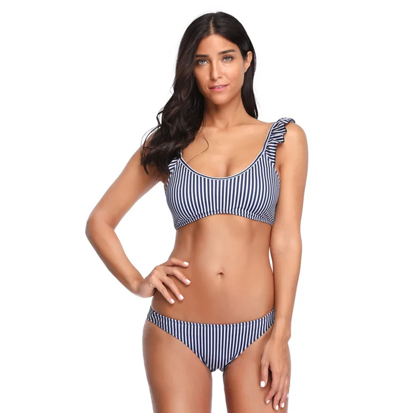 Сексуальное Женское боди в полоску с оборками разрезом открытыми плечами