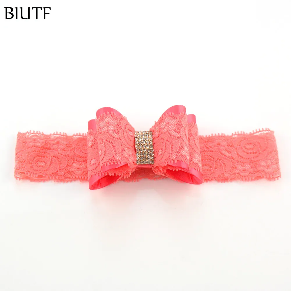 Однотонные кружевные повязки на голову 12 шт./лот головные уборы для девочек с