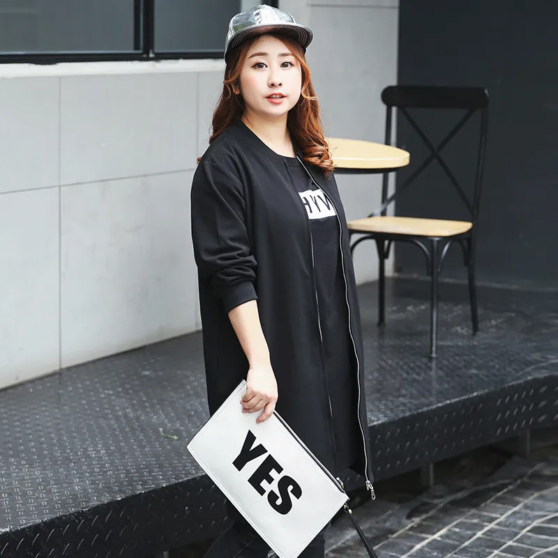 Женская бейсбольная куртка размера плюс 5XL весна осень 2019 Свободный Повседневный