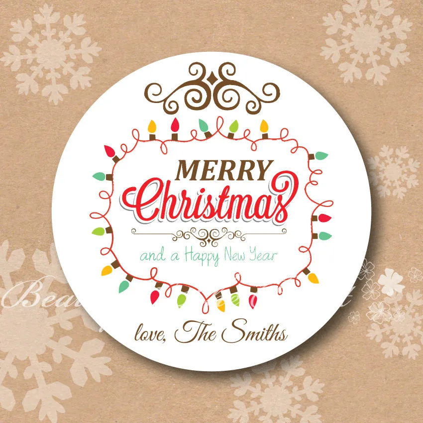 Custom Holidays Christmas Stickers Merry Tags Gift Labels for Cupcake topper Decorations Candy Bar | Дом и сад