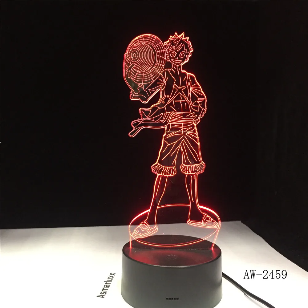 Luffy аниме цельное моделирование 3D Светодиодная сенсорная кнопка USB детская