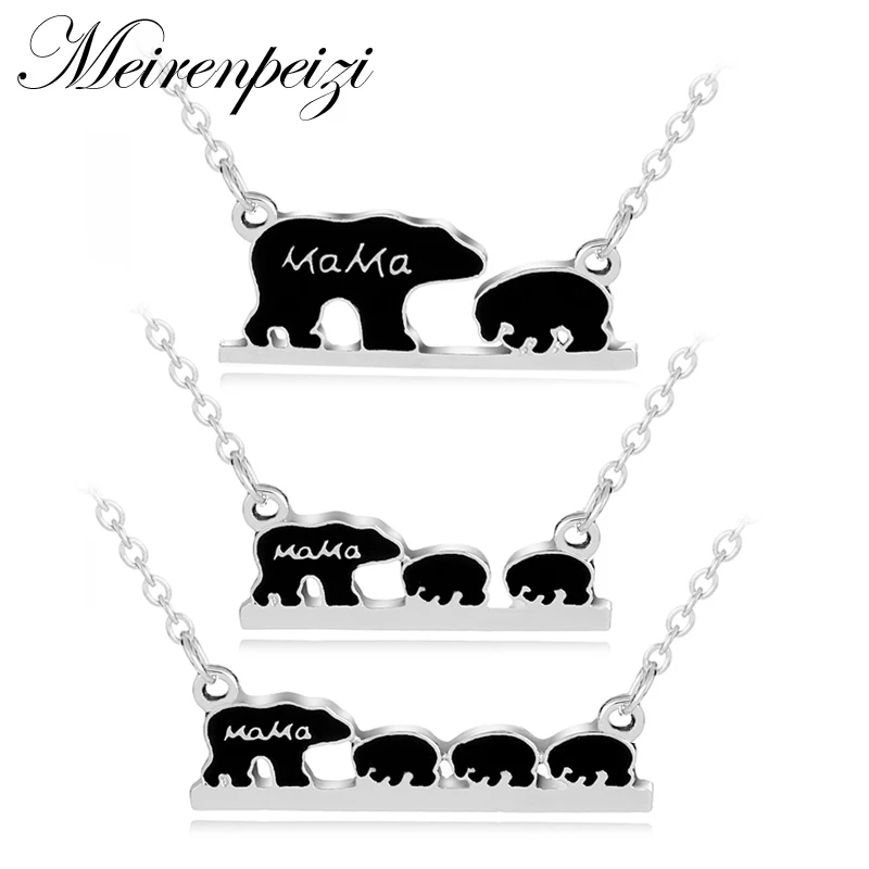 Ожерелье с подвеской в виде медведя мамы и ребенка|necklace silver|love necklacenecklace simple |