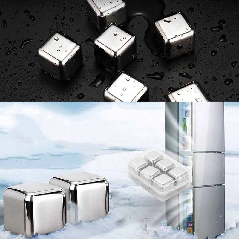 4/6/8 шт. Кубики льда из нержавеющей стали быстрозамороженный охладитель пива вина