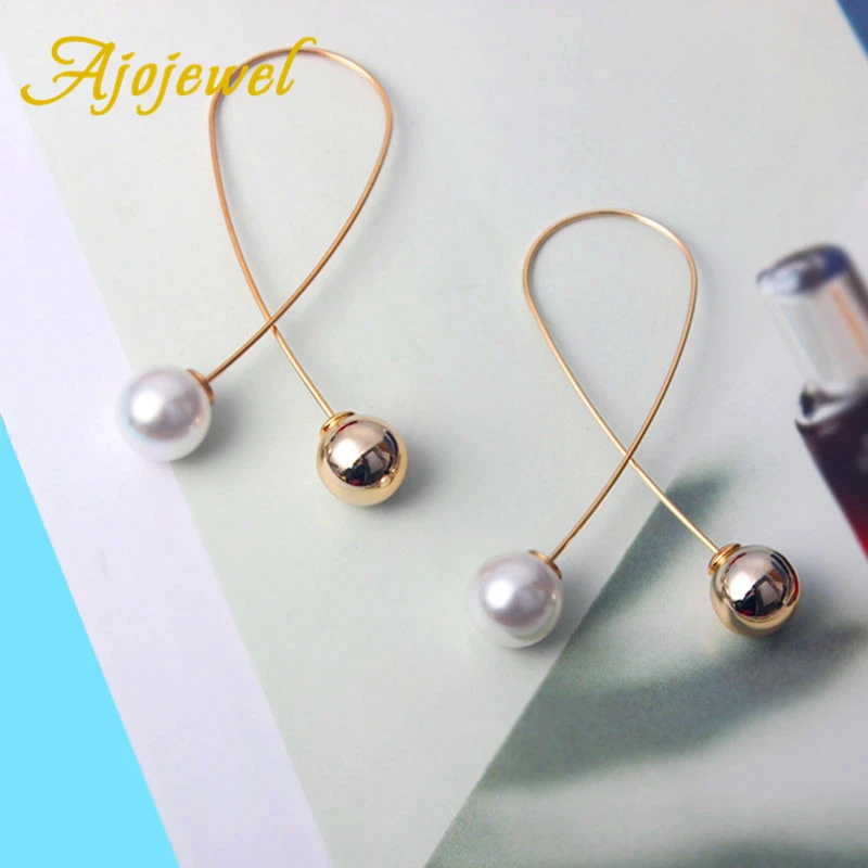 Ajojewel простые серьги-кольца с крестиком из искусственного жемчуга для женщин минималистичные металлические массивные ювелирные изделия по низкой цене