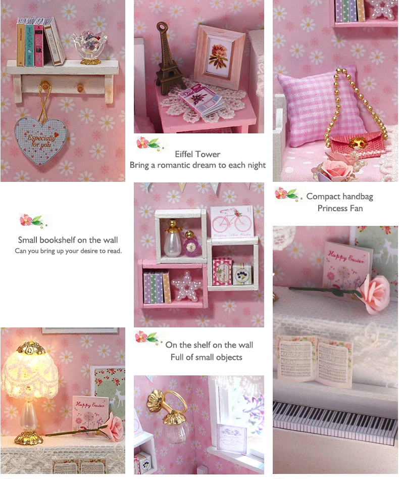 CUTEBEE кукольный домик ручной работы миниатюрный кукольный домик Модель деревянные игрушки мебели Casa De куклы Boneca игрушечные дома подарок на день рождения H012