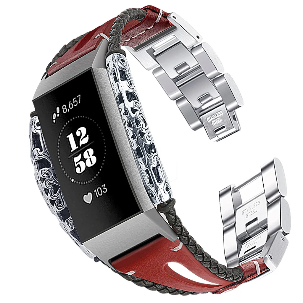 233 мм сменный кожаный ремешок, браслет для Fitbit Charge 3 Смарт-аксессуары ремешок для часов