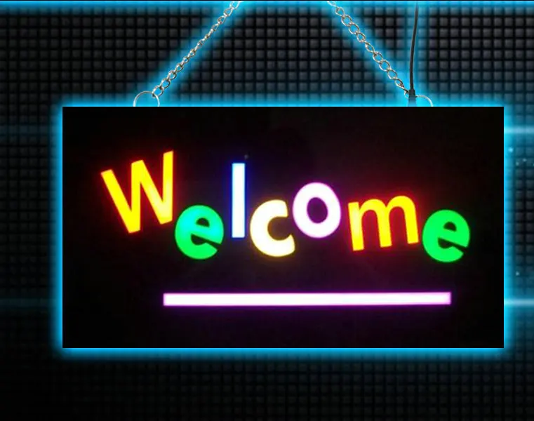 Waterproof Welcome neon sign board for bar shop LED Resin Epoxy light box  for home decoration Remote control on/off switch