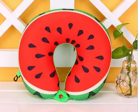 Watermelon Удобная мягкая защитная u-образная подушка для шеи для путешествий с фруктами, подушка для шеи с поддержкой головы, подушка для самолета - Цвет: Watermelon