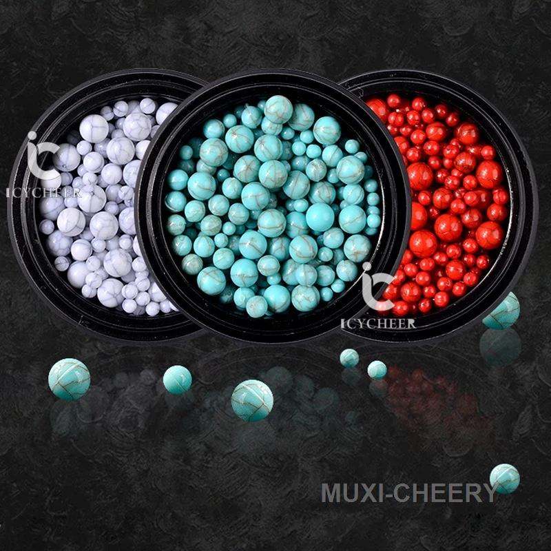 ICYCHEER 3D украшение для ногтей смолы Crackle бирюзовый агат камень ретро бусины мяч Советы Маникюр