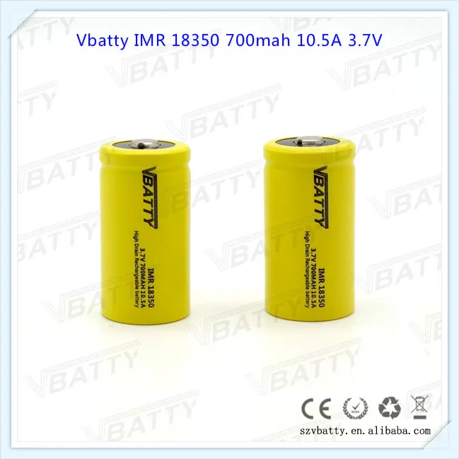 2 шт./лот хит продаж 3 7 в литий ионная батарея Vbatty IMR 18350 700 мАч 10.5A аккумуляторная с