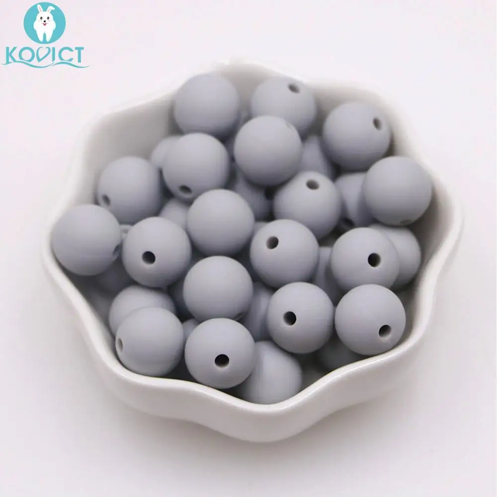 NO.13 Light gray Kovict 12 мм 10 шт Силиконовые Круглые бусины bpa бесплатно детские игрушки для прорезывания зубов DIY цепочка для соски силиконовый Прорезыватель для зубов из бусин для ожерелья - Цвет: NO.13 Light gray