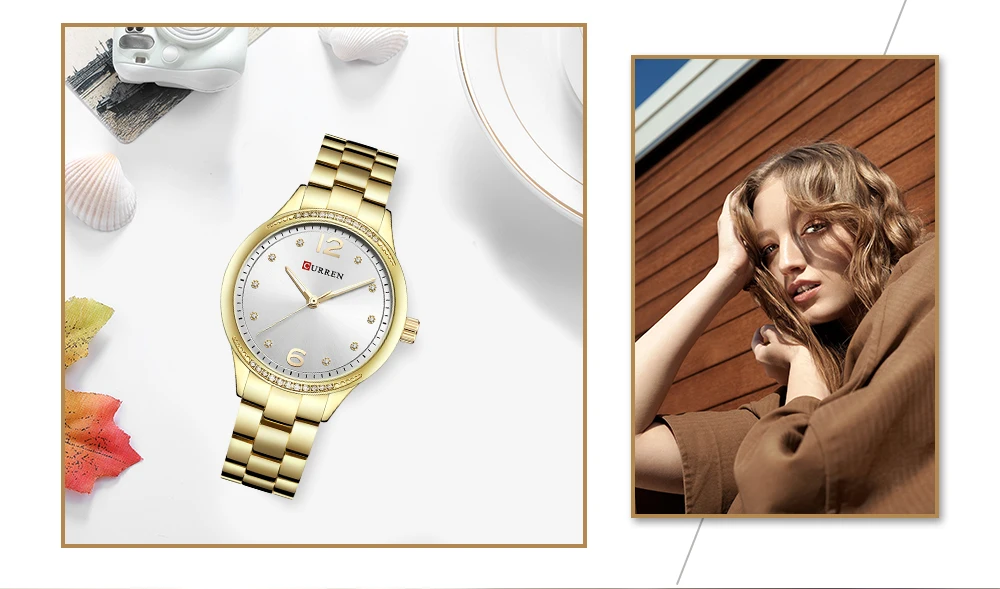 Relogio feminino 9009 Curren женские часы лучший бренд класса люкс золотые черные кварцевые часы водонепроницаемые Полные стальные женские часы