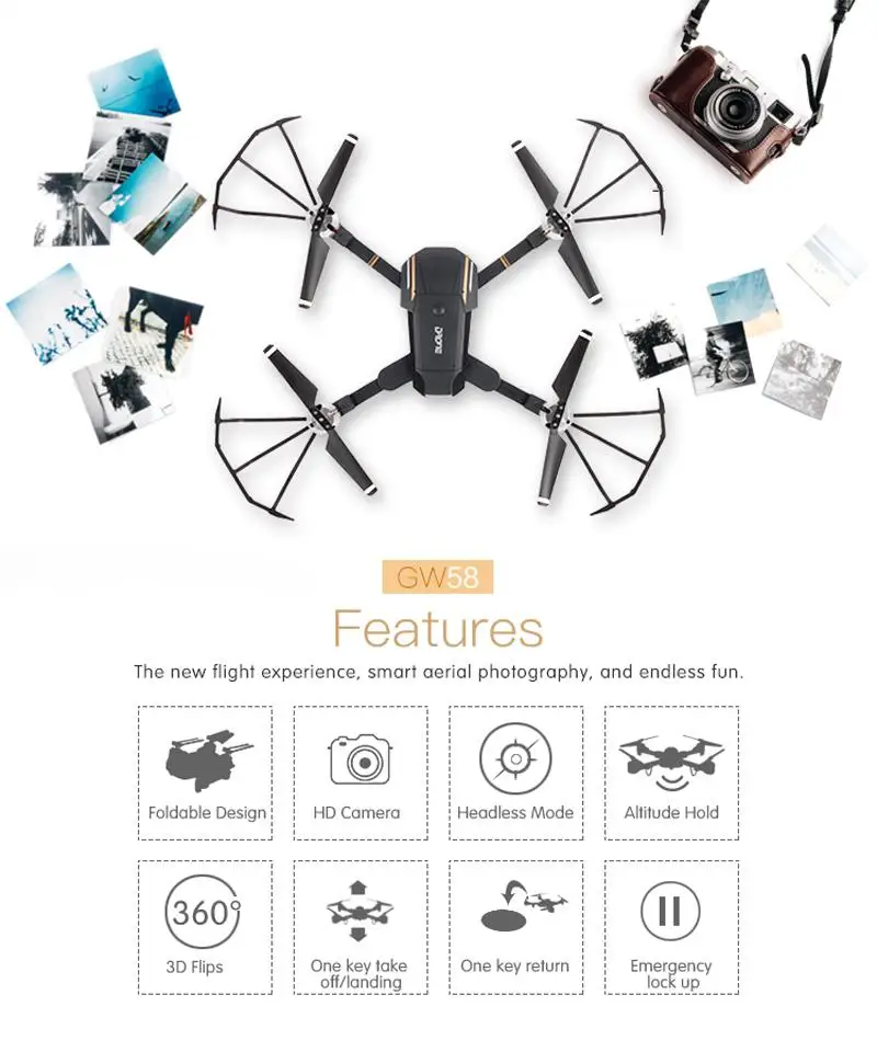 Горячая Распродажа, wifi FPV с широким углом обзора 640 P/720 P HD камера, режим высокой фиксации, складной Мультикоптер RC RTF Drone VS X12 Eachine E58
