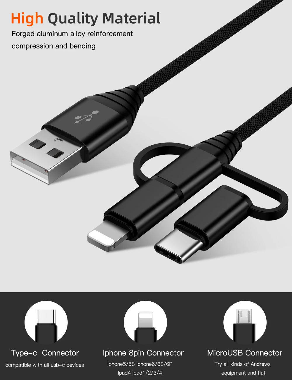 3 в 1 usb зарядный кабель для мобильного телефона для iPhone X Micro usb type C кабель для зарядного устройства для Xiaomi huawei samsung кабель для быстрой зарядки