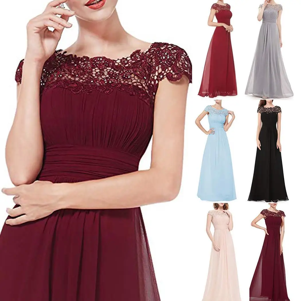 Женское элегантное платье с О образным вырезом и коротким рукавом кружевное