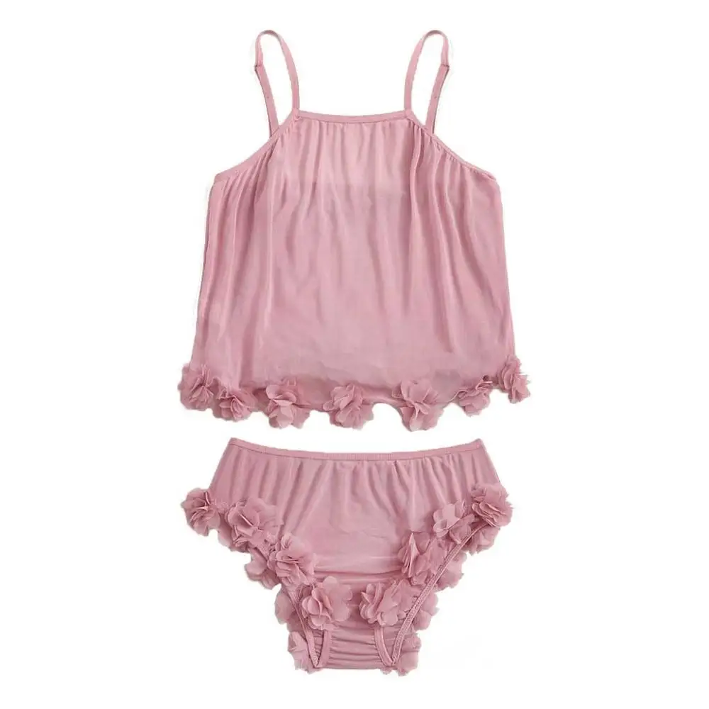 Baju Tidur кружевной отделкой атласный Cami с шортами PJ набор летние сексуальные пижамы для женщин без рукавов пижамы дамы Loungewear