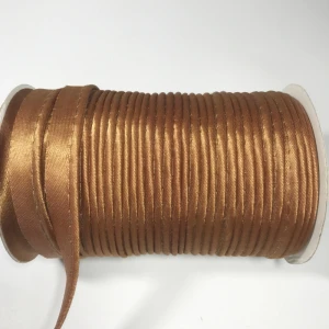 Полиэфирная атласная косая лента, косая лента со шнуром, DIY косая лента, размер: 10 мм-12 мм, 25 ярдов Зеленый, розовый цвет - Цвет: brown