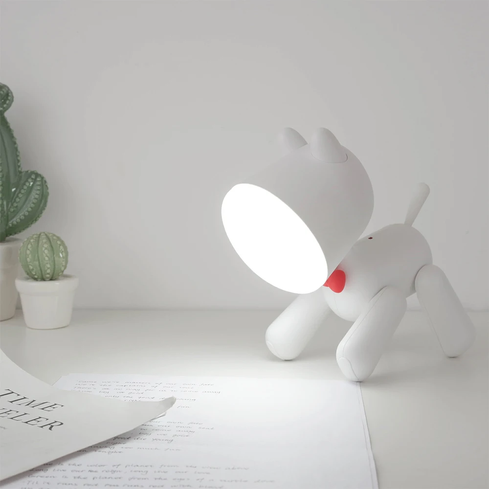 Светодиодный ночник с рисунком собаки из мультфильма ПВХ USB зарядка белый милый