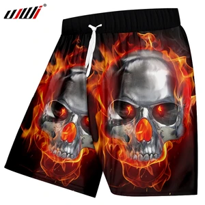 Шорты UJWI мужские пляжные из полиэстера, креативные с 3D-принтом черепа с пламенем, красный стиль, уличная одежда в стиле хип-хоп