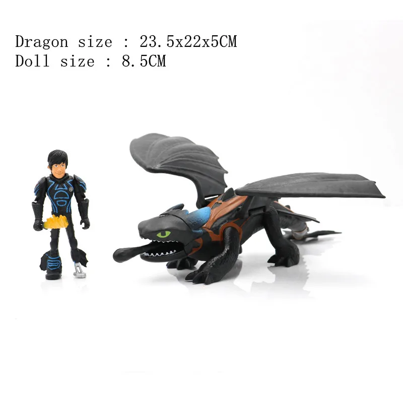 Аниме Как приручить дракона 3 бесзубая Ночная кукла ПВХ синий черный белый дракон