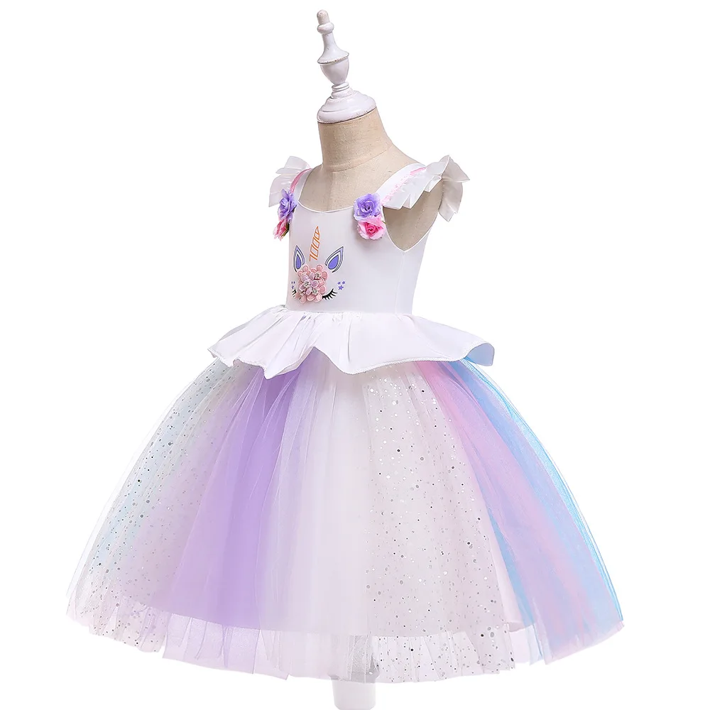 2019 New Princess TUTU Dress up Costume Kids Cosplay Unicorn Pony Girls Halloween Fantasy Clothes Wig With Horns | Детская одежда и
