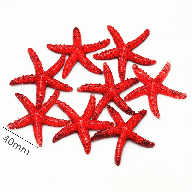 

40mm 10PCS Red Resin Starfish Cabochon|Starfish miniatures|HOME DIY Miniatures|Resin Flatback Sea Star Cabochons