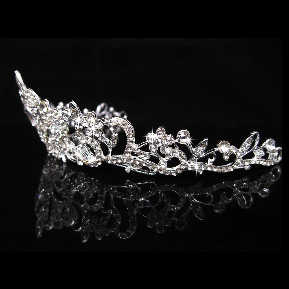 Yudelena игристое Корона Посеребренная прозрачного хрусталя Свадебные Diamante тиара