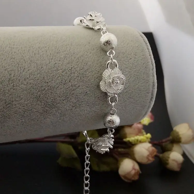 SUPIN модная романтическая S925 серебристого цвета с цветами из бисера браслет для