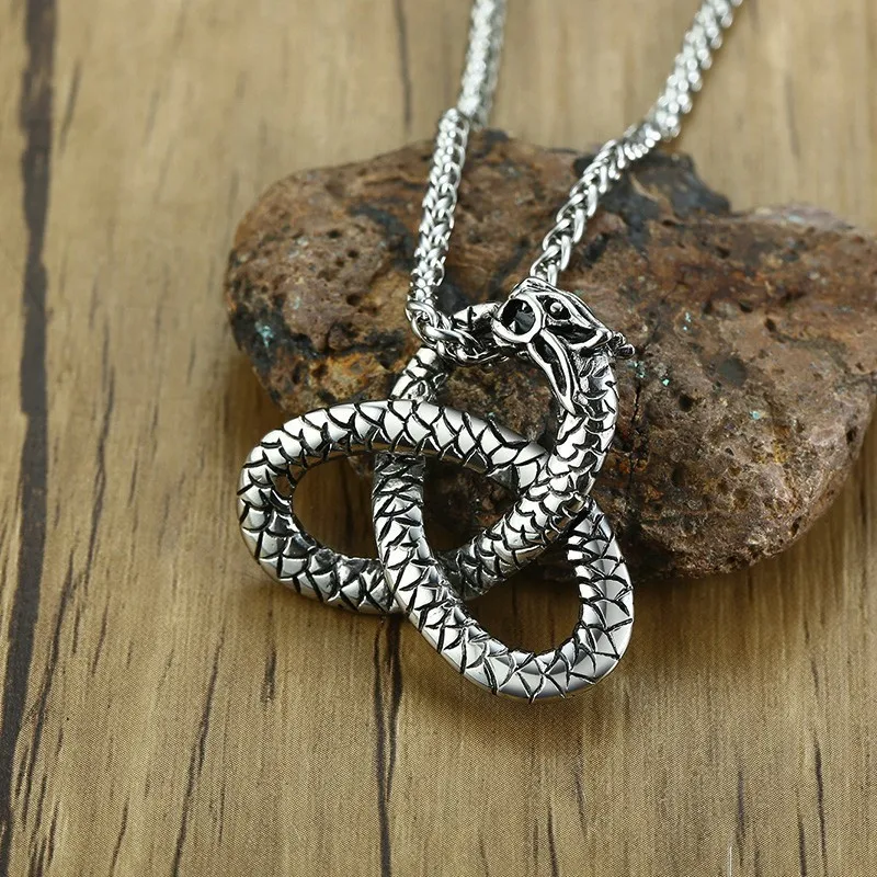 Мужское колье в виде змеи из нержавеющей стали|Ожерелья с подвеской| |